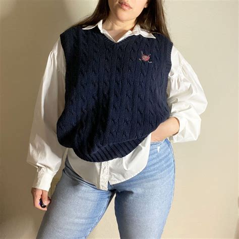 navy blue sweater vest women's.